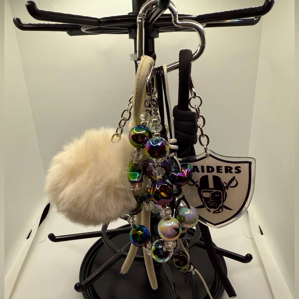 Chic Cream and Black Raiders Handbag Charm